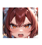 猫耳のワインレッドの髪 ＆ 怒った顔0（個別スタンプ：20）