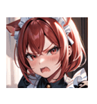 猫耳のワインレッドの髪 ＆ 怒った顔0（個別スタンプ：21）
