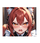 猫耳のワインレッドの髪 ＆ 怒った顔0（個別スタンプ：22）