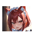 猫耳のワインレッドの髪 ＆ 怒った顔0（個別スタンプ：23）