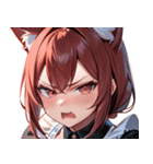 猫耳のワインレッドの髪 ＆ 怒った顔0（個別スタンプ：24）