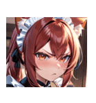 猫耳のワインレッドの髪 ＆ 怒った顔0（個別スタンプ：26）