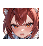 猫耳のワインレッドの髪 ＆ 怒った顔0（個別スタンプ：27）