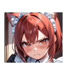 猫耳のワインレッドの髪 ＆ 怒った顔0（個別スタンプ：32）