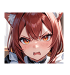 猫耳のワインレッドの髪 ＆ 怒った顔0（個別スタンプ：33）
