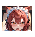 猫耳のワインレッドの髪 ＆ 怒った顔0（個別スタンプ：35）