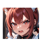 猫耳のワインレッドの髪 ＆ 怒った顔0（個別スタンプ：36）