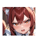 猫耳のワインレッドの髪 ＆ 怒った顔0（個別スタンプ：37）