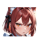 猫耳のワインレッドの髪 ＆ 怒った顔0（個別スタンプ：38）