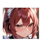 猫耳のワインレッドの髪 ＆ 怒った顔0（個別スタンプ：40）