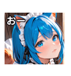 猫耳の青髪 ＆ 希望に満ちた表情（個別スタンプ：6）