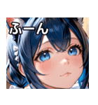 猫耳の青髪 ＆ 希望に満ちた表情（個別スタンプ：9）