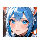 猫耳の青髪 ＆ 希望に満ちた表情（個別スタンプ：14）