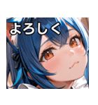 猫耳の青髪 ＆ 希望に満ちた表情（個別スタンプ：21）
