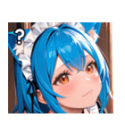 猫耳の青髪 ＆ 希望に満ちた表情（個別スタンプ：30）