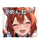 猫耳の赤髪 ＆ 大笑い（個別スタンプ：3）