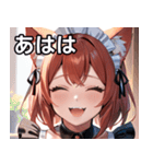 猫耳の赤髪 ＆ 大笑い（個別スタンプ：11）