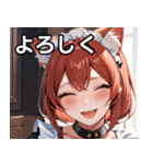 猫耳の赤髪 ＆ 大笑い（個別スタンプ：21）