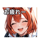 猫耳の赤髪 ＆ 大笑い（個別スタンプ：27）