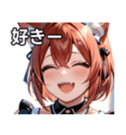 猫耳の赤髪 ＆ 大笑い（個別スタンプ：35）