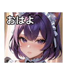猫耳の紫髪 ＆ 誘惑的な表情（個別スタンプ：1）