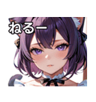 猫耳の紫髪 ＆ 誘惑的な表情（個別スタンプ：26）