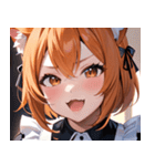 猫耳のオレンジ髪 ＆ ワクワクした表情0（個別スタンプ：3）