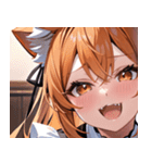 猫耳のオレンジ髪 ＆ ワクワクした表情0（個別スタンプ：18）