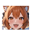 猫耳のオレンジ髪 ＆ ワクワクした表情0（個別スタンプ：20）