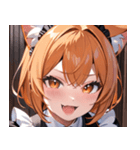 猫耳のオレンジ髪 ＆ ワクワクした表情0（個別スタンプ：23）