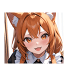 猫耳のオレンジ髪 ＆ ワクワクした表情0（個別スタンプ：25）
