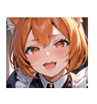 猫耳のオレンジ髪 ＆ ワクワクした表情0（個別スタンプ：30）