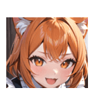 猫耳のオレンジ髪 ＆ ワクワクした表情0（個別スタンプ：34）