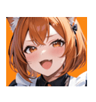 猫耳のオレンジ髪 ＆ ワクワクした表情0（個別スタンプ：35）
