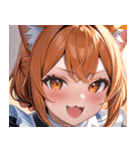 猫耳のオレンジ髪 ＆ ワクワクした表情0（個別スタンプ：39）