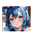 猫耳の青髪 ＆ 希望に満ちた表情0（個別スタンプ：1）