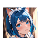 猫耳の青髪 ＆ 希望に満ちた表情0（個別スタンプ：2）