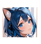 猫耳の青髪 ＆ 希望に満ちた表情0（個別スタンプ：3）