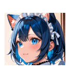 猫耳の青髪 ＆ 希望に満ちた表情0（個別スタンプ：4）