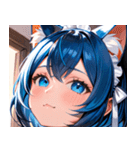 猫耳の青髪 ＆ 希望に満ちた表情0（個別スタンプ：5）