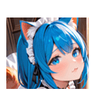 猫耳の青髪 ＆ 希望に満ちた表情0（個別スタンプ：6）