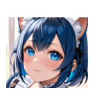 猫耳の青髪 ＆ 希望に満ちた表情0（個別スタンプ：7）