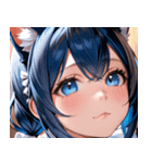 猫耳の青髪 ＆ 希望に満ちた表情0（個別スタンプ：9）