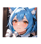 猫耳の青髪 ＆ 希望に満ちた表情0（個別スタンプ：11）