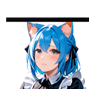 猫耳の青髪 ＆ 希望に満ちた表情0（個別スタンプ：12）
