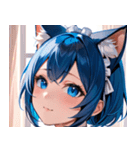 猫耳の青髪 ＆ 希望に満ちた表情0（個別スタンプ：13）