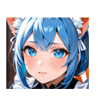 猫耳の青髪 ＆ 希望に満ちた表情0（個別スタンプ：14）