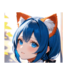 猫耳の青髪 ＆ 希望に満ちた表情0（個別スタンプ：15）