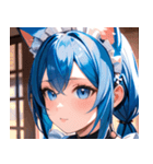 猫耳の青髪 ＆ 希望に満ちた表情0（個別スタンプ：16）