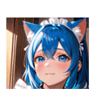 猫耳の青髪 ＆ 希望に満ちた表情0（個別スタンプ：17）